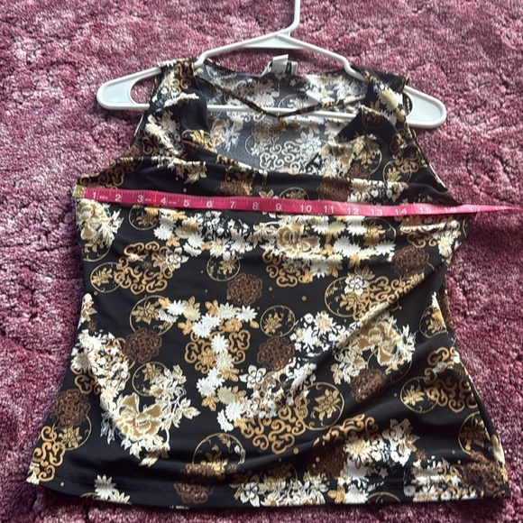 B. Works Vintage Y2K Floral Sleeveless Going Out Top with necklace XL - Picture 6 of 7